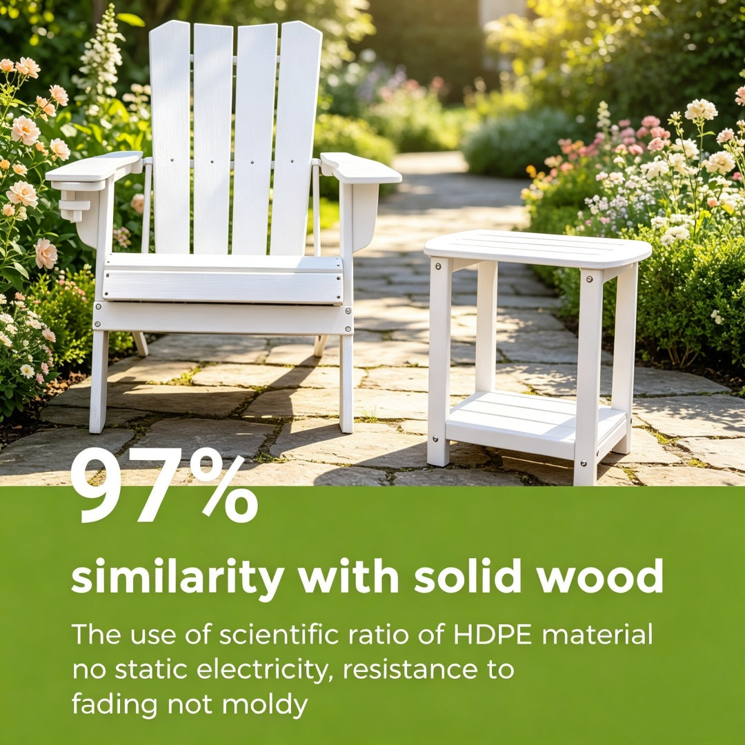 Square outdoor side table, double-layer storage patio side table, suitable for backyards, pools, porches, gardens, and lawns.