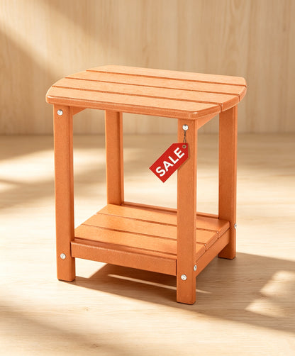 Square outdoor side table, double-layer storage patio side table, suitable for backyards, pools, porches, gardens, and lawns.