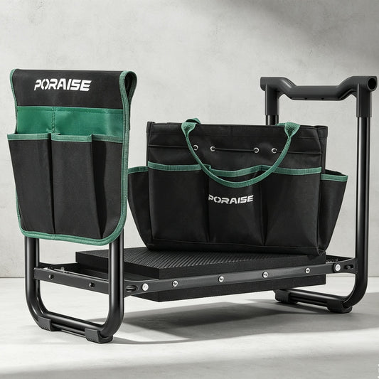 Garden kneeling stool/seat, extra thick and wide, foldable, comes with 2 tool bags.