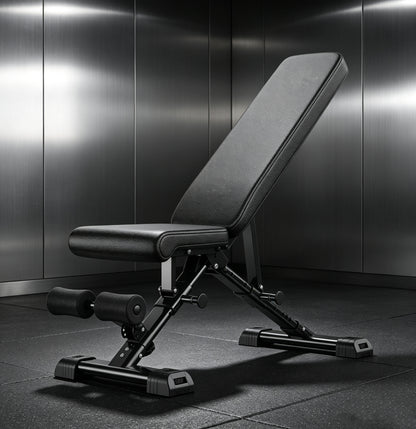 Bench press bench, 800 lbs weight capacity, adjustable, foldable, suitable for home gyms.