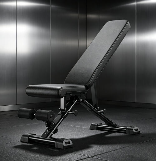 Bench press bench, 800 lbs weight capacity, adjustable, foldable, suitable for home gyms.